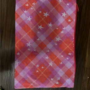 Baggu NEW Pink and Red Star Plaid Patterned Large Go Pouch